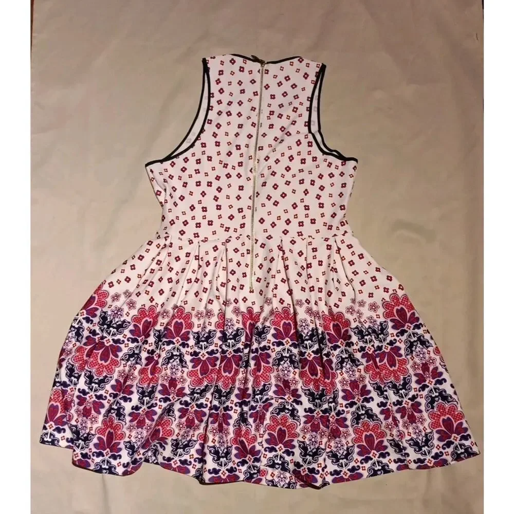 Juicy Couture Mini Midi Dress Size 14 Y2kcore Cottagecore Floral Rear Zip - Picture 4 of 5